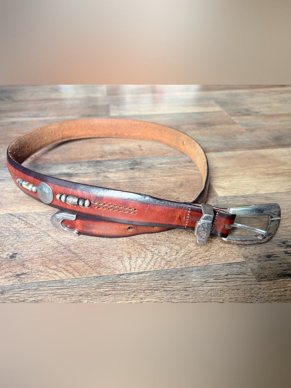 Brighton Leather Vintage Belt Women’s Small/Medium Native American Buffalo Bead